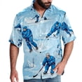 thumbnail image 1 of Ice Hockey Men's Casual Printed Button Down Short Sleeve Summer Beach Shirt, Unisex, 1 of 6