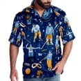thumbnail image 1 of Ice Hockey Men's Hawaiian Button Down Short Sleeve Casual Printed Summer Beach Unisex Shirt, 1 of 6