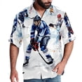 thumbnail image 1 of Ice Hockey Men's Short Sleeve Poplin Shirt, Button Down Casual Summer Beach Printed Unisex Shirt, 1 of 6