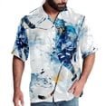 thumbnail image 1 of Ice Hockey Men's Short Sleeve Poplin Shirts with Spread Collar Tops, Casual Printed Button Down Short Summer Beach Shirts for Men and Women, 1 of 6