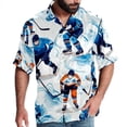 thumbnail image 1 of Ice Hockey Men's Short Sleeve Spread Collar Beach Shirts Casual Printed Button Down Unisex Summer Tops, 1 of 6