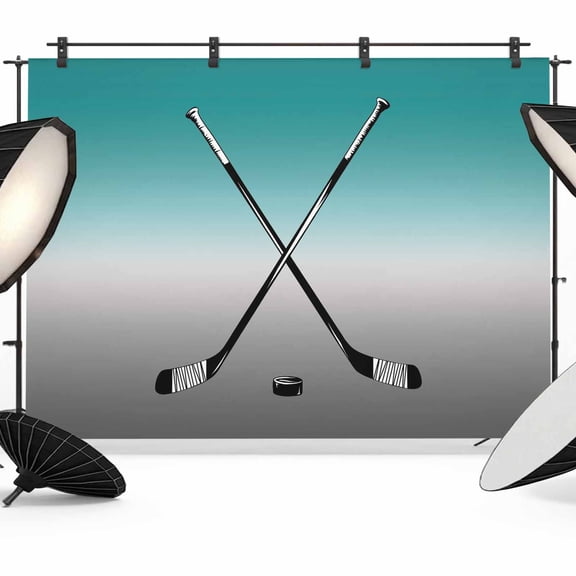 Ice Hockey Photography Backdrop 7x5FT, Winter Sports Aqua Gray Gradient Photo Backdrops, Background for Photography Studio Photo Studio Background, Back Drop for Photoshoot