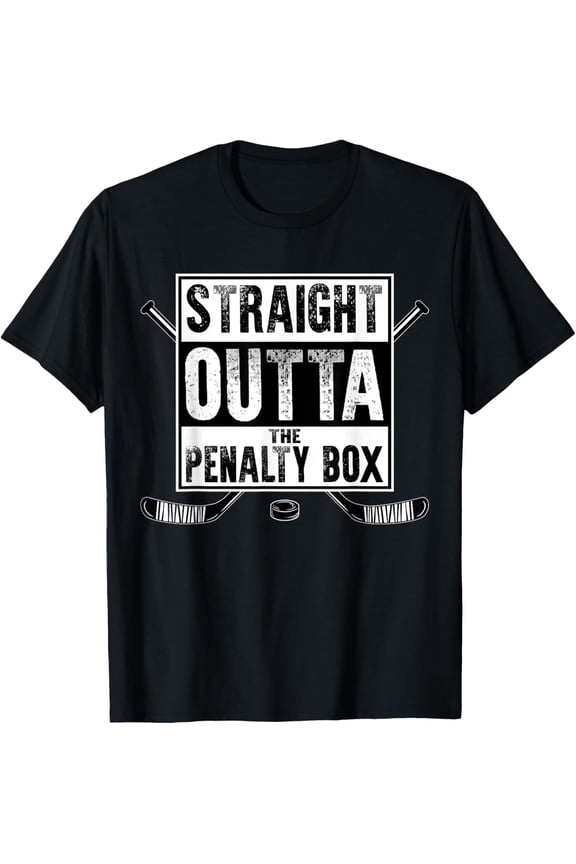 Ice Hockey Player Gift Straight Outta The Penalty Box T-ShirtMen and women, White Black T-shirt, size: Extra large S-1058XL