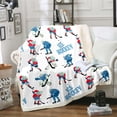 thumbnail image 1 of Ice Hockey Plush Bed Blanket Sports Games Theme Throw Blanket Bedroom Decor,Cartoon Hockey Players Sherpa Blanket Ball Games Fleece Blanket for Kids Boys Teens Adults Baby 30"X40", 1 of 4