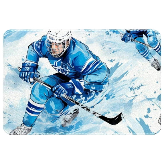Ice Hockey Polyester Chair Rug Mat, Non-Slip and Machine Washable Area Rugs