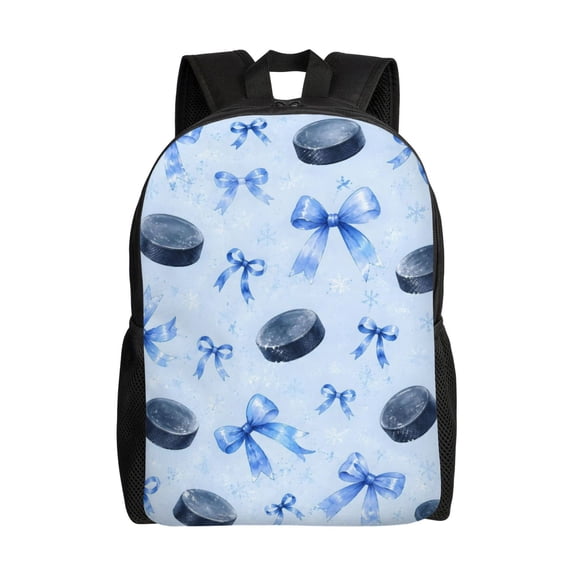 Ice Hockey Puck Backpack Full Front Print Travel Laptop Bag for Men and Women