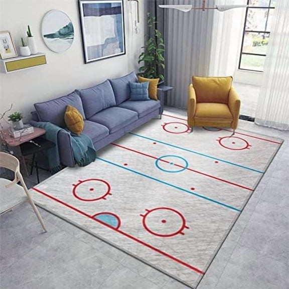 Ice Hockey Rink Hockey Rink Box 5'3"x7'9" Area Rugs Non-Slip Floor Mat Doormats Home Runner Carpet for Living Room, Kids, Children Bedrooms, Playroom$$Home Decor, Kitchen, & Other