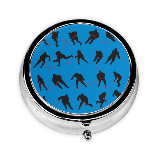 Ice Hockey Round Portable Pill Box Organizer Vitamin Containers Perfect For Traveling