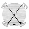 thumbnail image 1 of Ice Hockey Round Tablecloth for 36-44 Inch Tables,Fitted Table Cover with Elastic Edge,Farmhouse Rustic Ball Sport Game Wooden Grain Waterproof Outdoor Table Cloth Protector for Patio Garden Dinner, 1 of 9