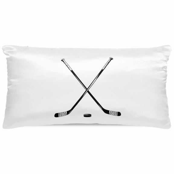 Ice Hockey Satin Pillowcase for Hair and Skin with Zipper, Soft Breathable Cooling Silk Pillow Cases, Modern Minimalist Ball Sports Game Art Throw Pillow Covers King Size 20"x40"