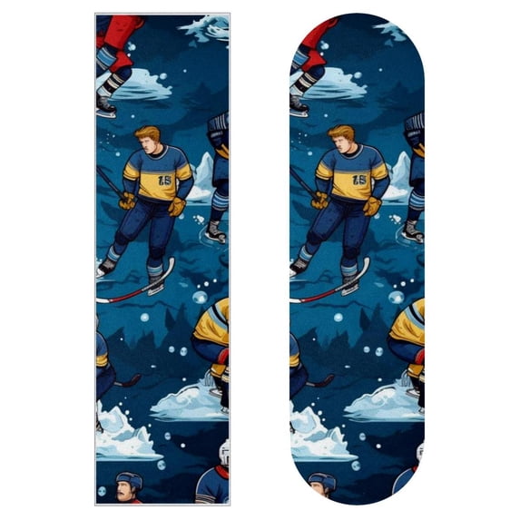 Ice Hockey Skateboard Grip Tape Set of 2 Emery PVC Stickers 8.8x32.6in/22.4x83 cm Professional Quality Longboard Deck Tape Great Adhesion & Durability - Black Color