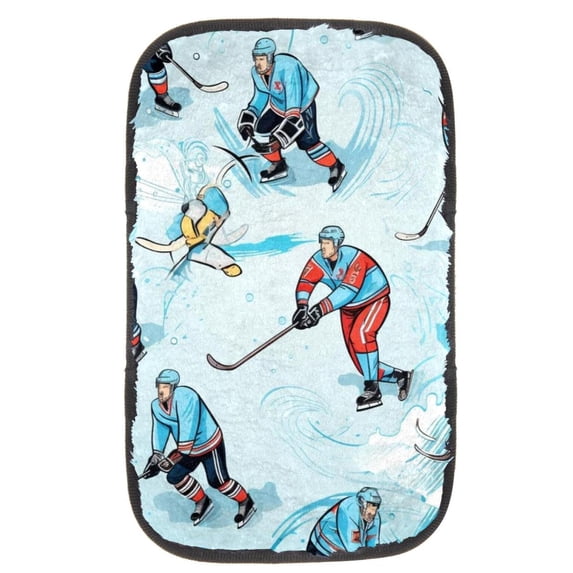 Ice Hockey Soft Comfortable Furry Printed Car Armrest Cover Pad 12.5x8.2 Inch