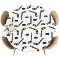 thumbnail image 1 of Ice Hockey Sport Round Tablecloth 45-54 Inch Round Fitted Table Cloth with Elastic Edge, Cartoon Classic Hockey Pattern Waterproof Table Cover Protector for Outdoor Picnic Party Dining, 1 of 9