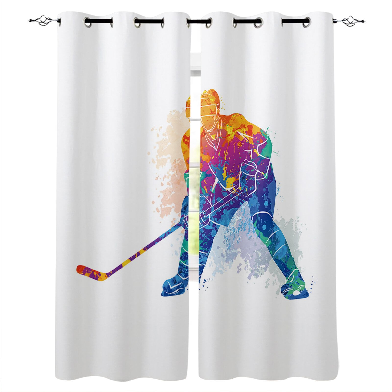 Ice Hockey Sports Window Treatments Curtains Valance Room Curtains