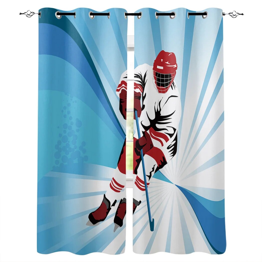Ice Hockey Sports Window Treatments Curtains Valance Room Curtains