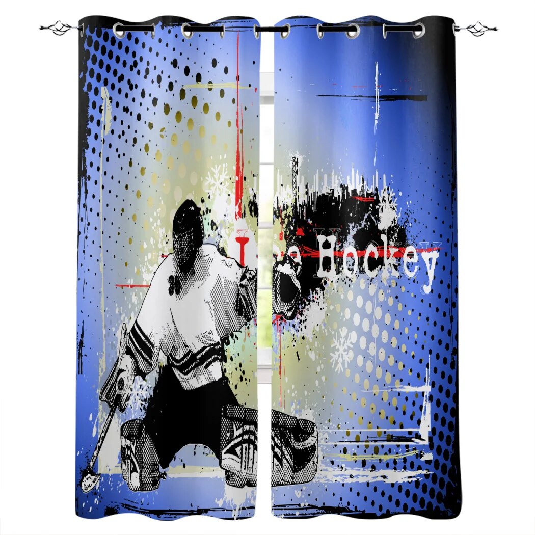 Ice Hockey Sports Window Treatments Curtains Valance Room Curtains