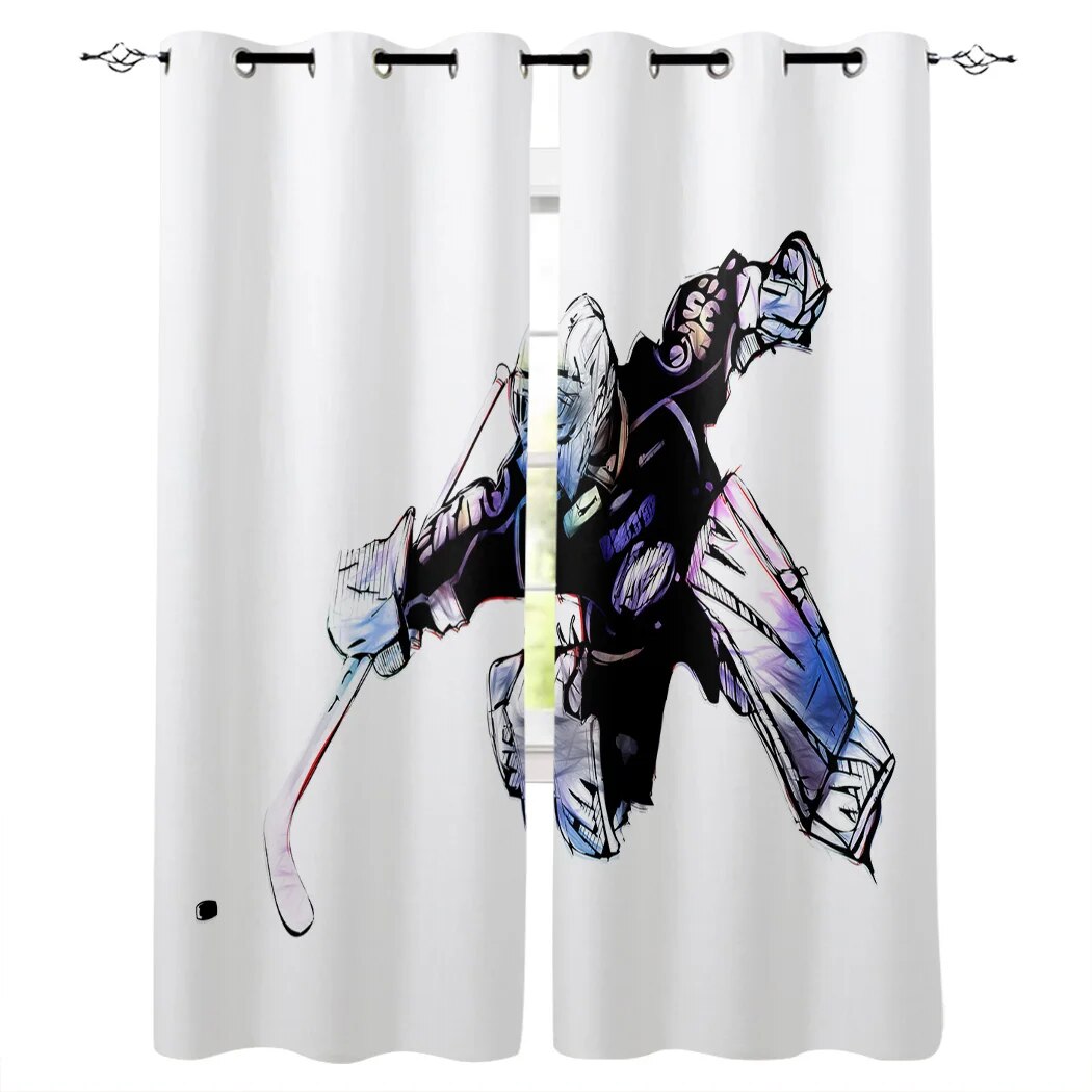 Ice Hockey Sports Window Treatments Curtains Valance Room Curtains