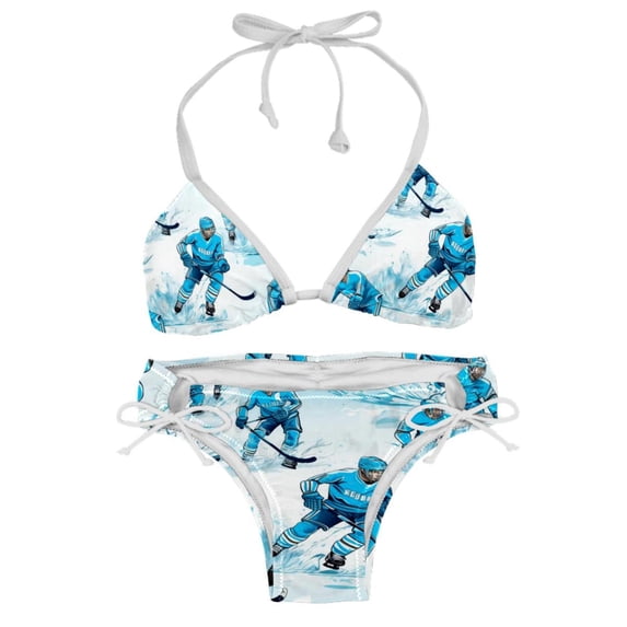 Ice Hockey Stylish Bikini Set with Detachable Sponge & Adjustable Strap 2-Pack - Beach Ready!
