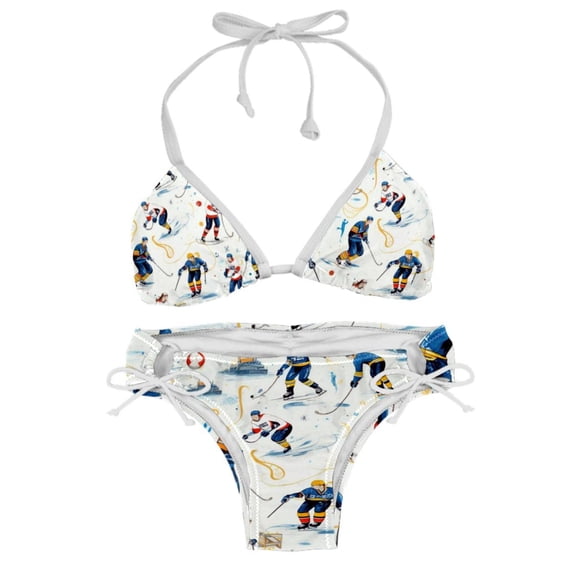 Ice Hockey Swim Wear Bikini Set with Detachable Sponge & Adjustable Strap, Two-Pack for Versatile Swimming Suit Styles