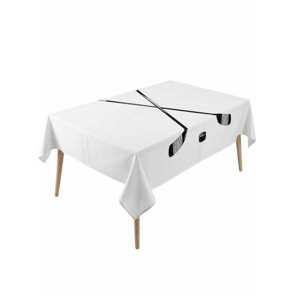 Ice Hockey Table Cloth, Modern Minimalist Ball Sports Game Art Waterproof Tablecloth for Rectangle Tables, Reusable Washable Fabric Table Cover for Restaurant Kitchen Dining Tables 60"x120"