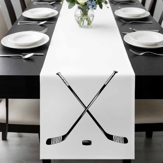 Ice Hockey Table Runner 70 Inches Long, Modern Minimalist Ball Sports Game Art Kitchen Coffee Dining Table Decoration for Home Party Birthday Wedding Home Decor 13x70 Inches