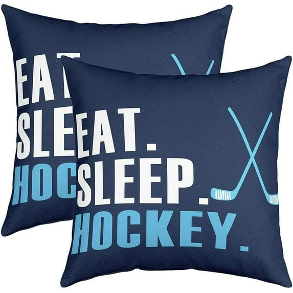 Ice Hockey Throw Pillow Covers 20"x20" Set of 2 Soft Ice Sports Games Pillow Cases Cushion Covers for Living Room Bedroom Winter Sports Decorative Throw Pillowcases for Sofa Couch Chair