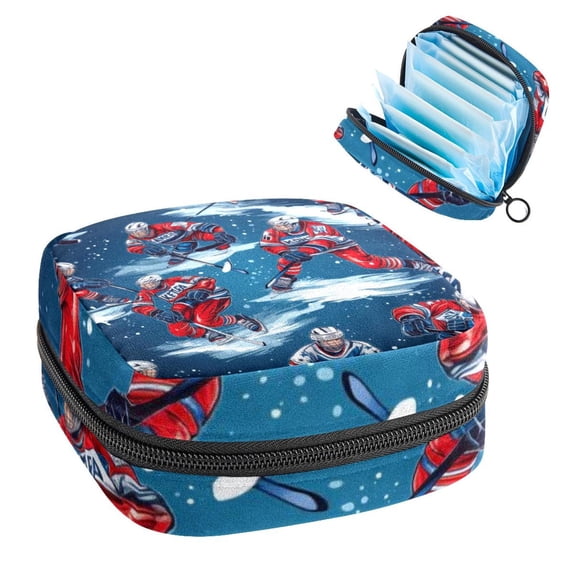 Ice Hockey Velvet Mini Pouch for Period Purse and Bag, Zipper Pouch Men, Money Pouch Travel | Oxford Fabric | 4.7x6.6x6.6 in