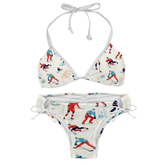 Ice Hockey Women's Swim Suit Bikini Set 2-Pack with Detachable Sponge and Adjustable Strap for Beach and Pool Parties