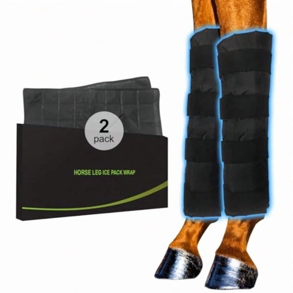 Ice Horse Boots Set Of 2 With 64Cell Ice Grid FullLength Equine Cooling Wraps For Hock Knee HoovesIce Therapy Boots For Injury Recovery Competition Prep