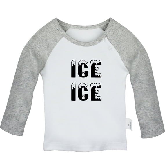 Ice Ice Novelty T shirt For Baby, Newborn Babies T-shirts, Infant Tops, 0-24M Kids Graphic Tees Clothing (Long Gray Raglan T-shirt, 18-24 Months)