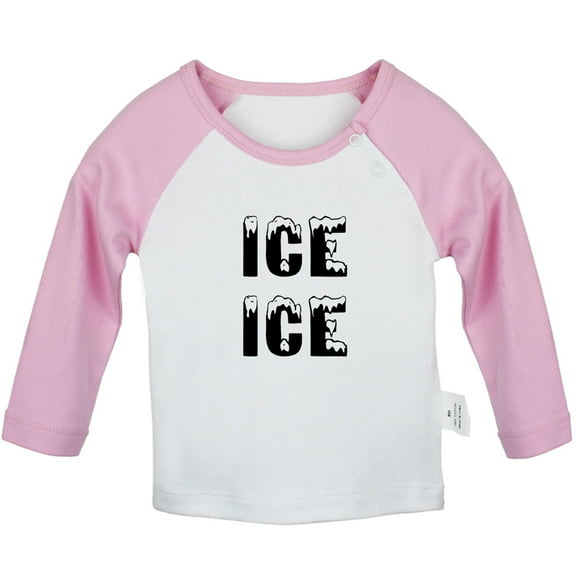 Ice Ice Novelty T shirt For Baby, Newborn Babies T-shirts, Infant Tops, 0-24M Kids Graphic Tees Clothing (Long Pink Raglan T-shirt, 0-6 Months)