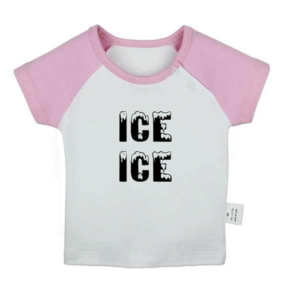 Ice Ice Novelty T shirt For Baby, Newborn Babies T-shirts, Infant Tops, 0-24M Kids Graphic Tees Clothing (Short Pink Raglan T-shirt, 6-12 Months)