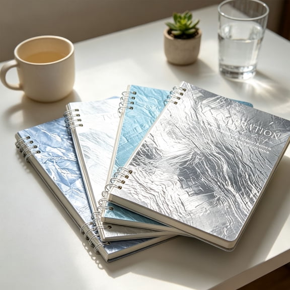 Ice Layer Engraved A5 Notebook, Frosted Winter Theme Spiral Journal with 80gsm Lined Paper, Aesthetic Writing Notebook for School Home Office