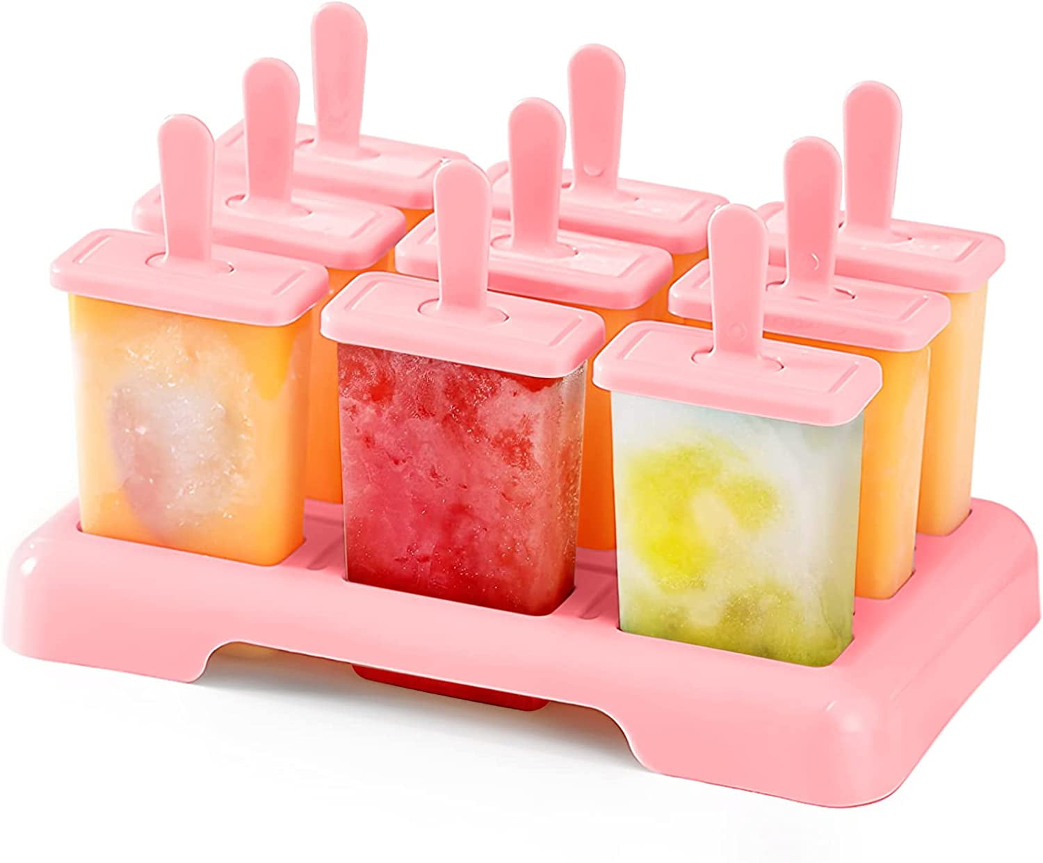 Ice Lolly Moulds 9 Popsicle Moulds with Base,Reusable Ice Cream Moulds