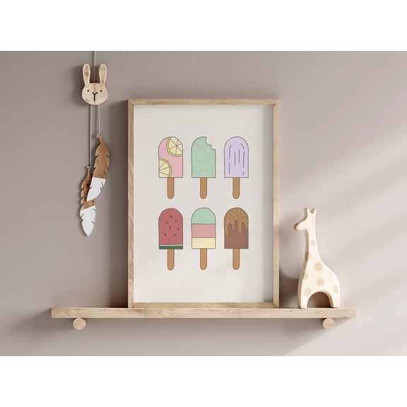 Ice Lolly Print / Popsicle Print, Ice Lolly Wall Art, Girls Nursery Print, Girls Room Prints, Ice Cream Wall Art, Wall Art, Modern Wall Decor, 24x36 UNFRAMED