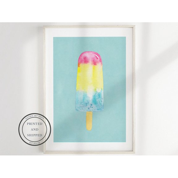 Ice Lolly Summer Popsicle Childrens Wall Art Prints, Kitchen And Gallery Wall Decor