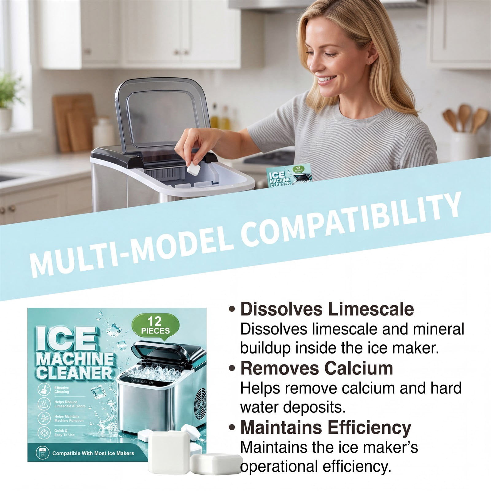 Ice Machine Cleaner Deodorizer Solution, Removes Odor Scale Residue Improves Ice Cleanliness Safe Formula, For Ice Maker Home Kitchen Restaurant Bar Equipment Users