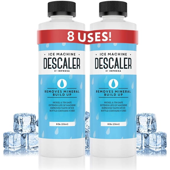 Ice Machine Cleaner Descaler - 8 Fl Oz - Pack of 2-8 Total Uses - Nickel-Safe Ice Machine Cleaning Solution - Compatible with Scotsman, Manitowoc & Opal models