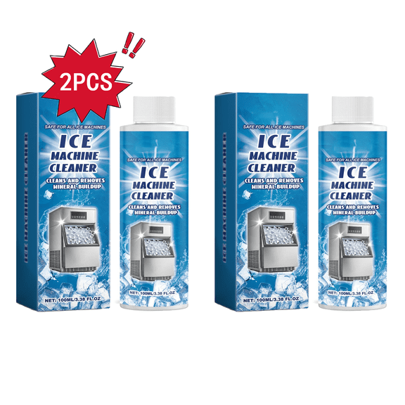 Ice Machine Cleaner and Descaler, Nickel-Safe Ice Maker Cleaner, Fridge Freezer Refrigerator Cleaning Freshener, Fast Removal for Fridge Car Kitchen with All Ice Machines (100ml/3.38fl.oz, 2pcs)