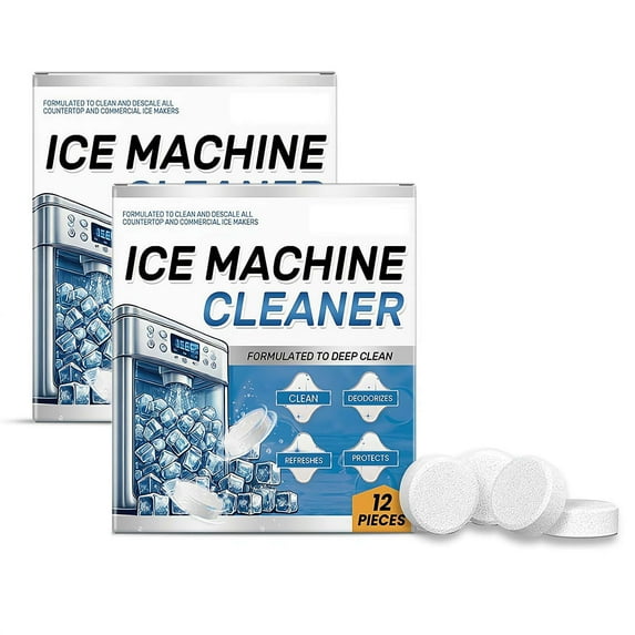 Ice Machine Cleaner Maker Descaler, 12 Clean Tablets Suitable for Frigida, Opal, GE Profile, Nickel Safe Scale Remover for Countertop, Nugget Ice Makers