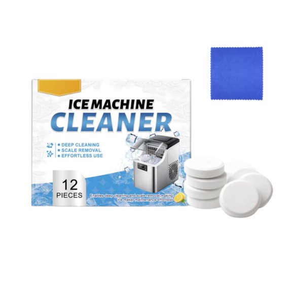 Ice Machine Cleaner Maker Descaler - 12 Ice Clean Tablets Compatible with Frigidge, Opal, Nickel Safe Scale Remover for Countertop, Nugget Ice Makers