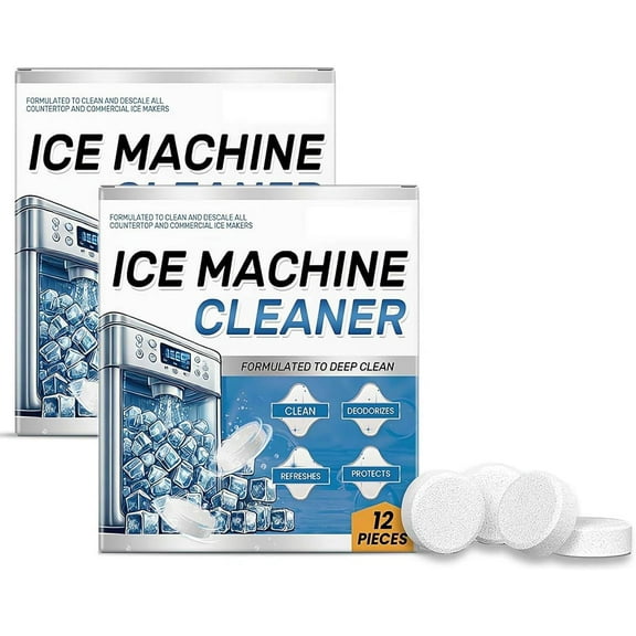 Ice Machine Cleaner Maker Descaler - 24 Ice Machine Cleaner Tablets Compatible with Frigidge, Opal, Nickel Safe Scale Remover for Countertop, Nugget Ice Makers (2 Pcs)