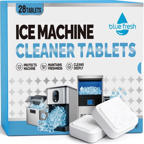 Ice Machine Cleaner Tablets, 28 Count, Nickel-Safe Effervescent Descaler Tabs, Universal Unscented Ice Maker Cleaning Supplies for Countertop, Portable & Commercial Ice Machines
