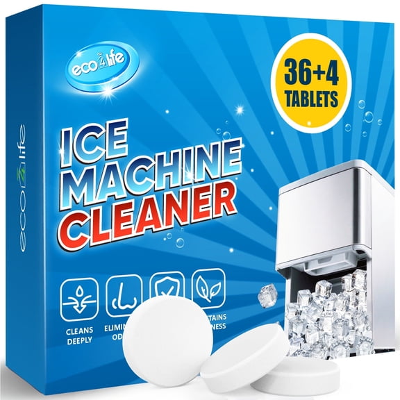 Ice Machine Cleaner Tablets - 40 Pack Nickel-Safe Descaler for Countertop & Portable Ice Makers, Helps Remove Hard Water Buildup, Odor-Free, for Clear Ice, Compatible with Most Brands