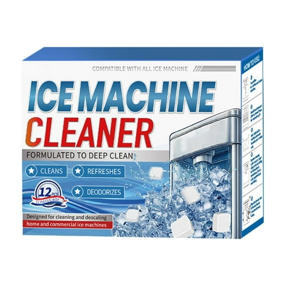 Ice Machine Cleaner Tablets Descaler (12 Pack) – Nickel-Safe Countertop Portable Commercial Ice Maker Cleaning – Remove Hard Water Buildup, Odor-Free