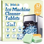 Ice Maker Cleaner Tablets 32 Count - Hard Water Remover & Descaler for Mineral Buildup - Nickel Safe for Countertop, Portable & Freestanding Ice Machines