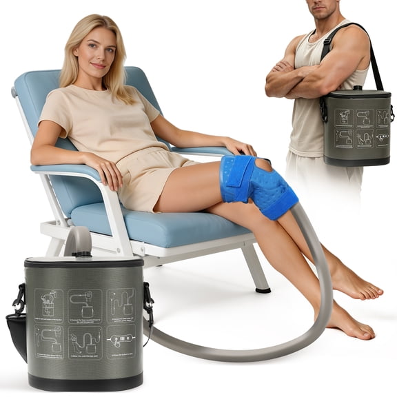 Ice Machine for Knee After Surgery with Programmable Timer & Flow Rate, Cold Therapy Machine for Knee Replacement, Quiet Pump, Portable Ice Therapy Machine for Shoulder Hip Ankle Pain Relief