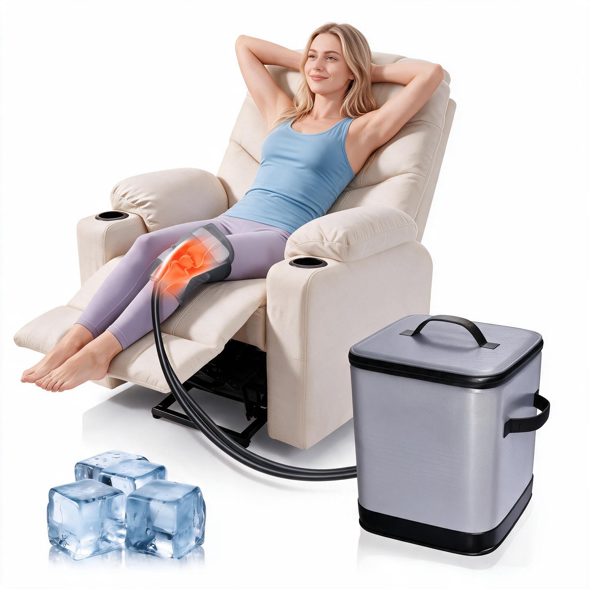 Ice Machine for Knee After Surgery, Cold Therapy Machine for Knee Replacement, Cold Therapy Machine with Programmable Timer Quiet Pump Compression Pad Apply to 