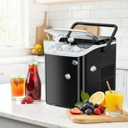 Ice Maker, 9 Cubes in 6 Mins, 26lbs/24Hrs, Portable Countertop Icemaker, Self Cleaning Quiet 2 Sizes, with Ice Scoop, for Home/Kitchen/Camping/RV, Black