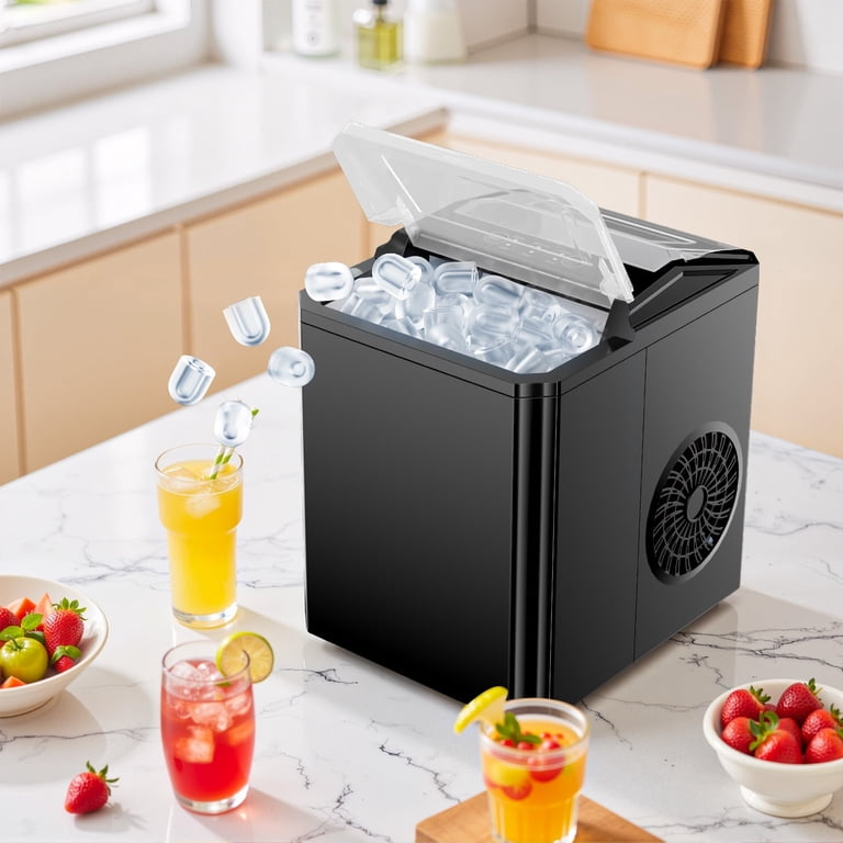 Blorly Portable Ice Maker, Produces 9 Cubes in 6 Minutes, 26lbs/24Hrs, Self-Cleaning, Compact 11.6